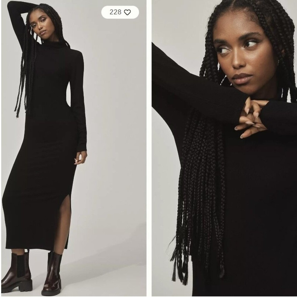 NEW Electric & Rose Lindy Knit Maxi Dress Black Onyx Ribbed Bodycon‎ Small